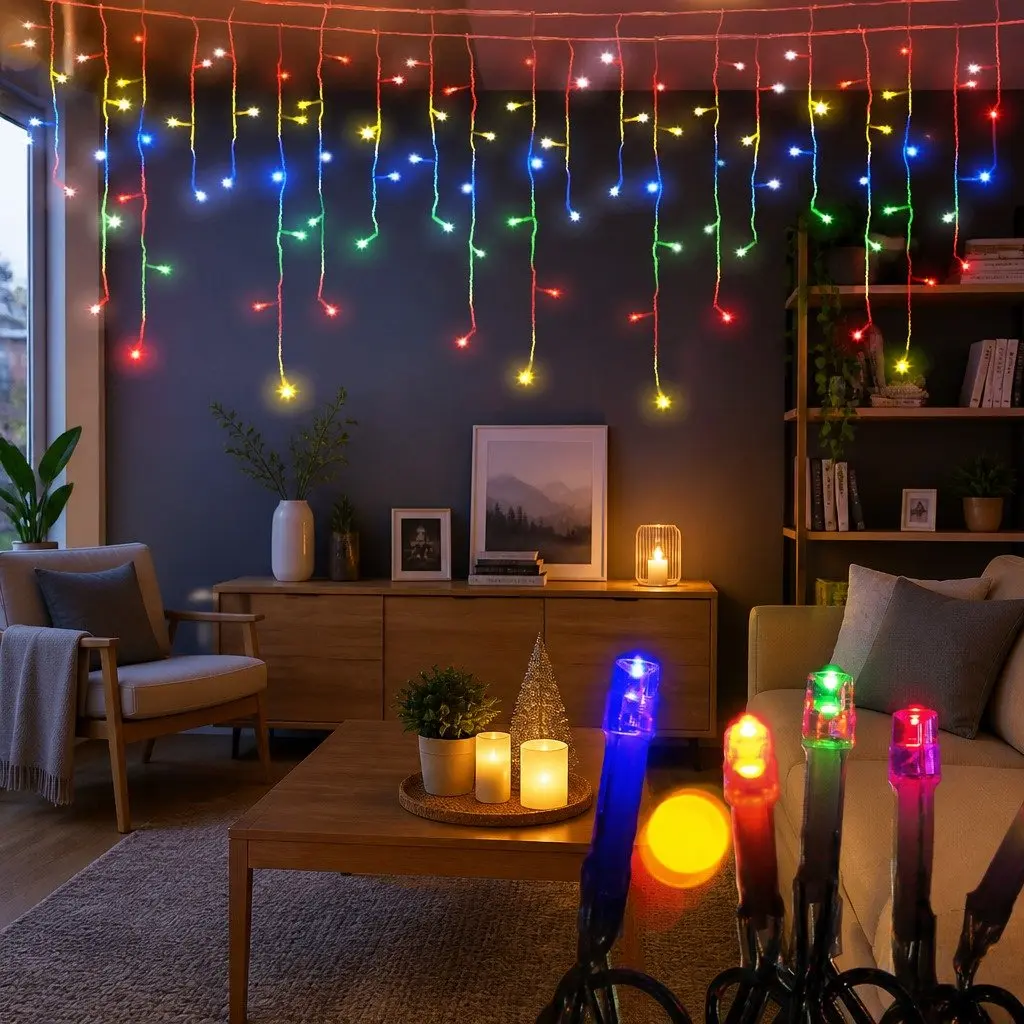 Icicle Lights Solar Powered 32M Multicolour Outdoor Decoration