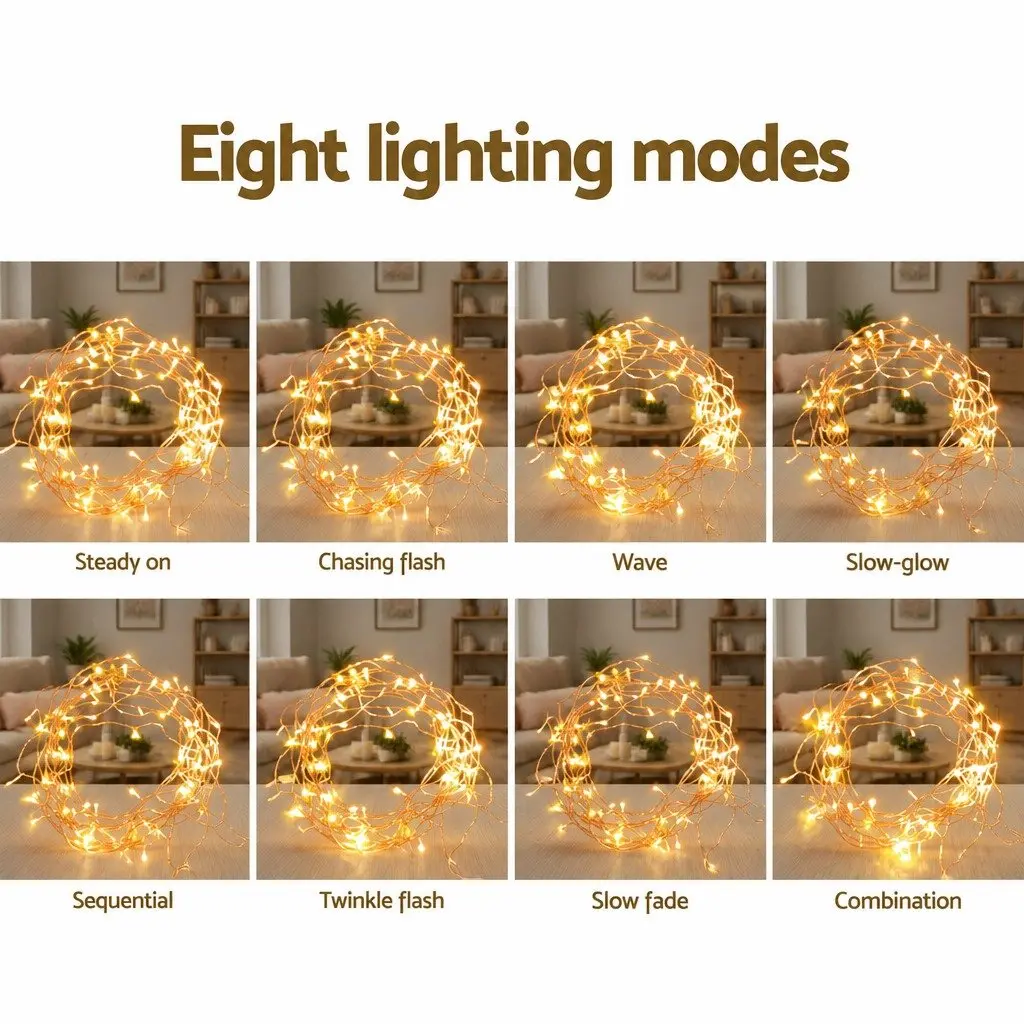Icicle Christmas Lights 32M Warm White Solar Powered Outdoor Decoration 960 LEDs 8 Modes