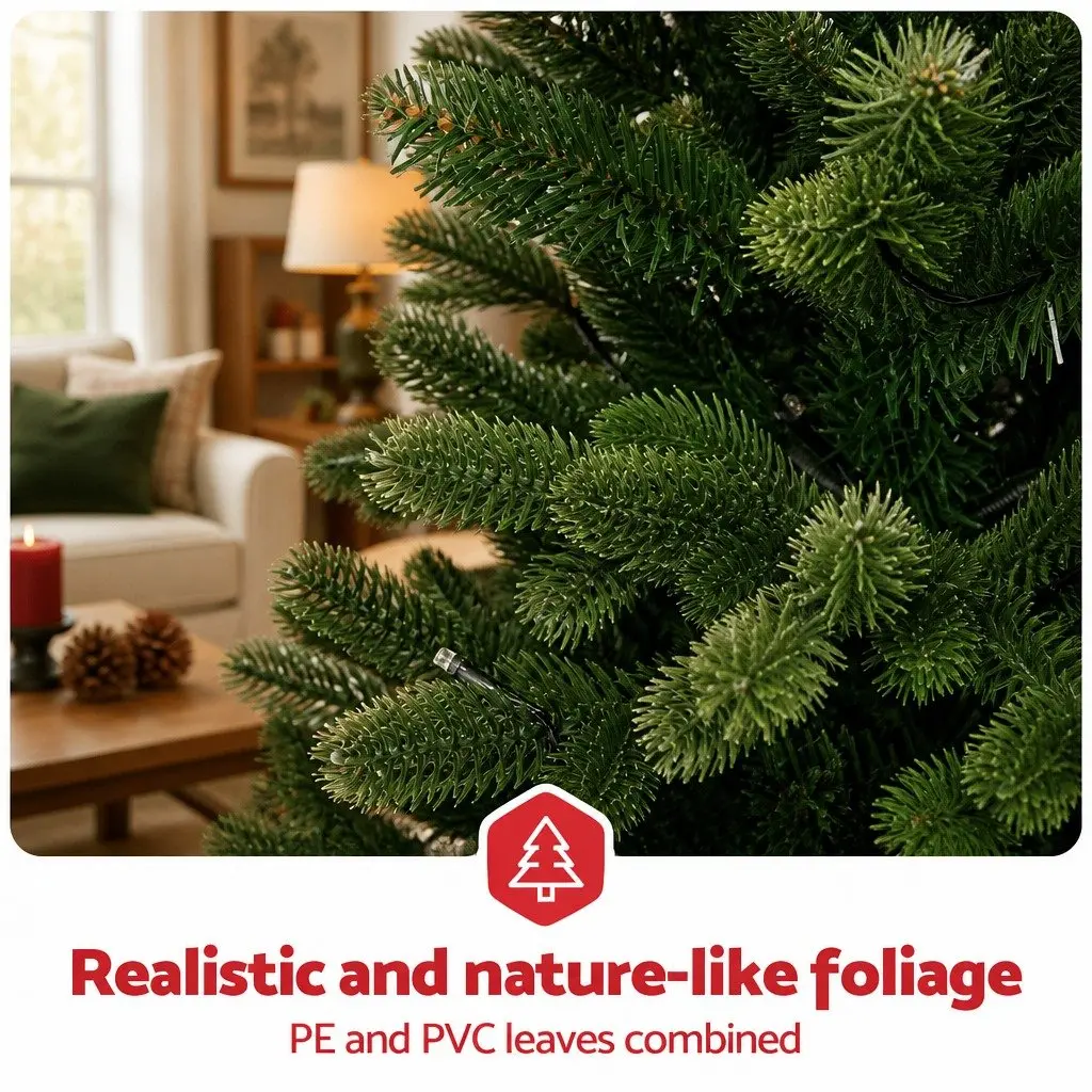 Pre-Lit Potted Christmas Tree Artificial Xmas Decor 1.2M Green with Warm White LED Lights 8 Flashing Modes