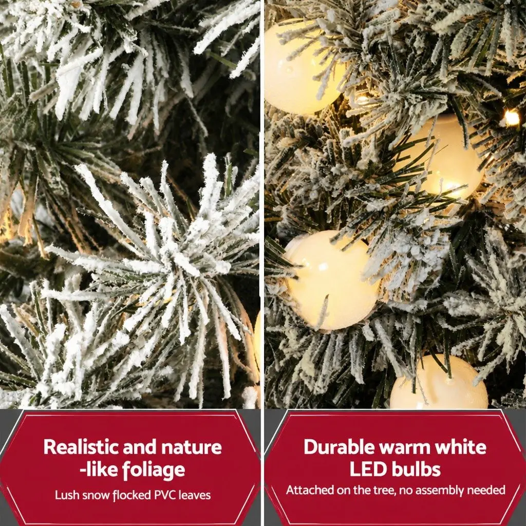 Christmas Tree 1.2M Indoor Potted Green with LED Lights Bucket Base