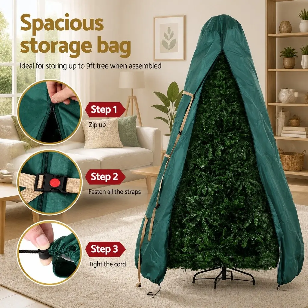 Christmas Tree Storage Bag 9ft Green Oxford Fabric Zippered