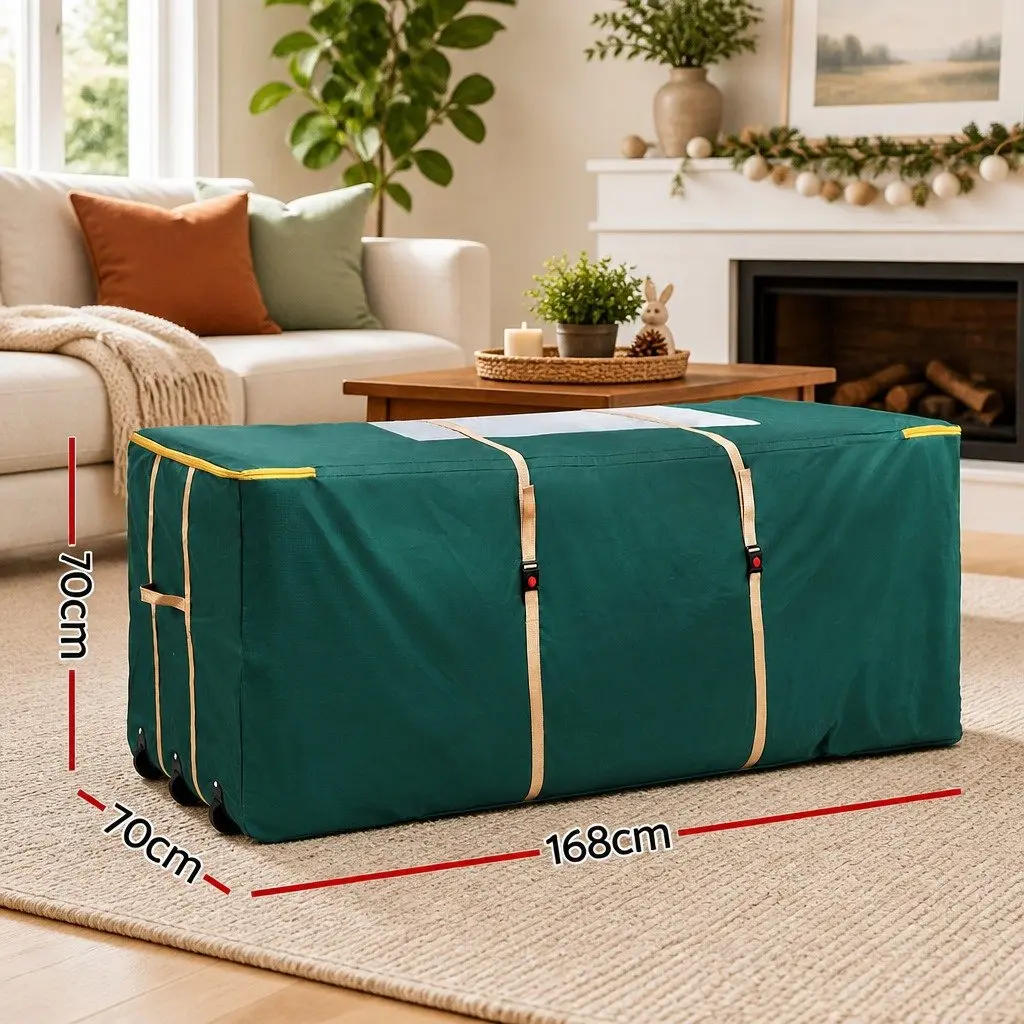 Christmas Tree Storage Bag for Trees up to 10ft with Wheels and Clear Window Green