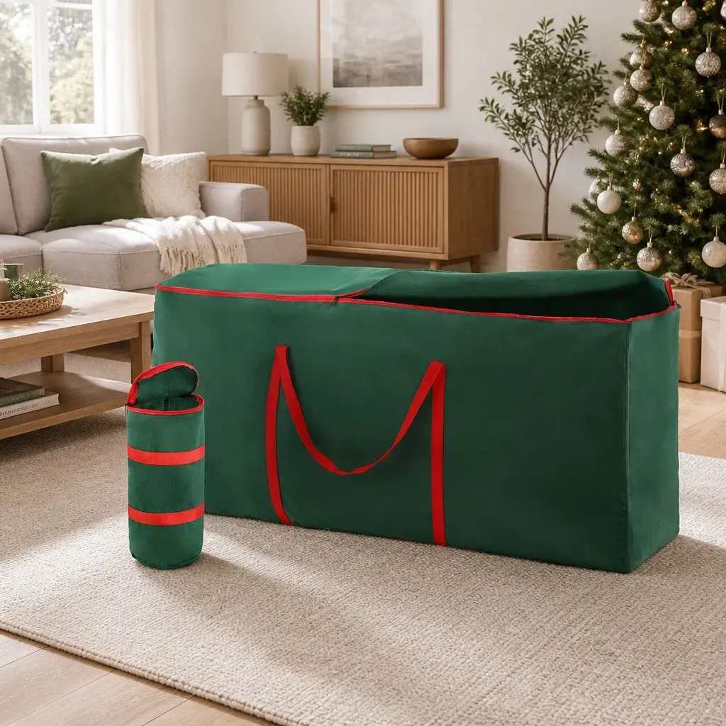 Christmas Tree Storage Bag Set Green 122cm x 38cm x 56cm Bauble Storage Bag 35cm x 15cm