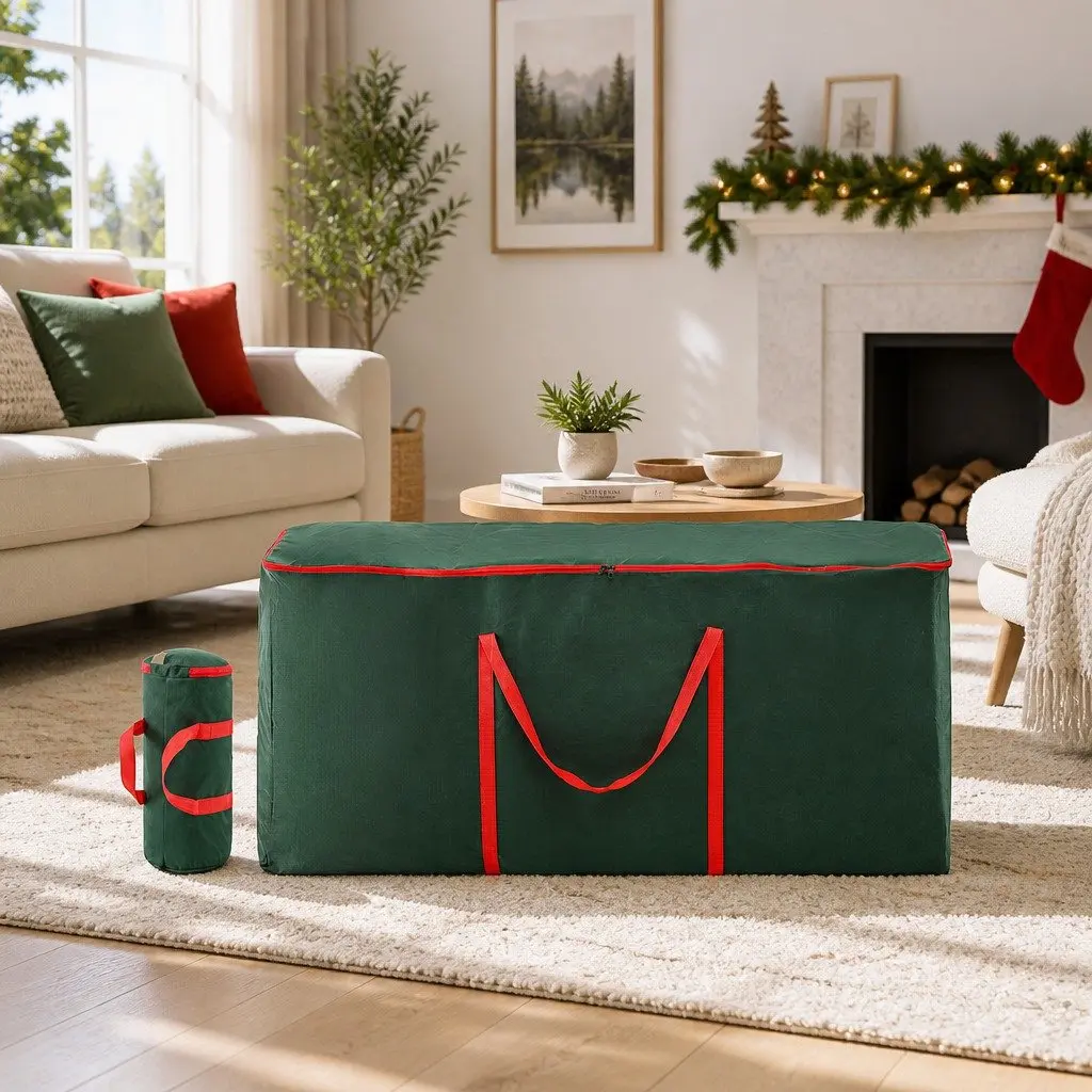 Christmas Tree Storage Bag Set Green 122cm x 38cm x 56cm Bauble Storage Bag 35cm x 15cm