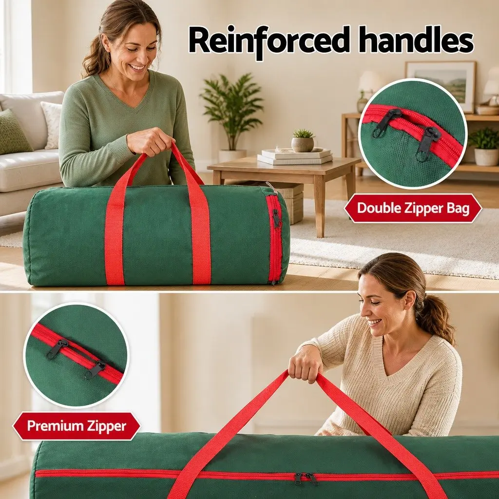 Christmas Tree Storage Bag Set Green 122cm x 38cm x 56cm Bauble Storage Bag 35cm x 15cm