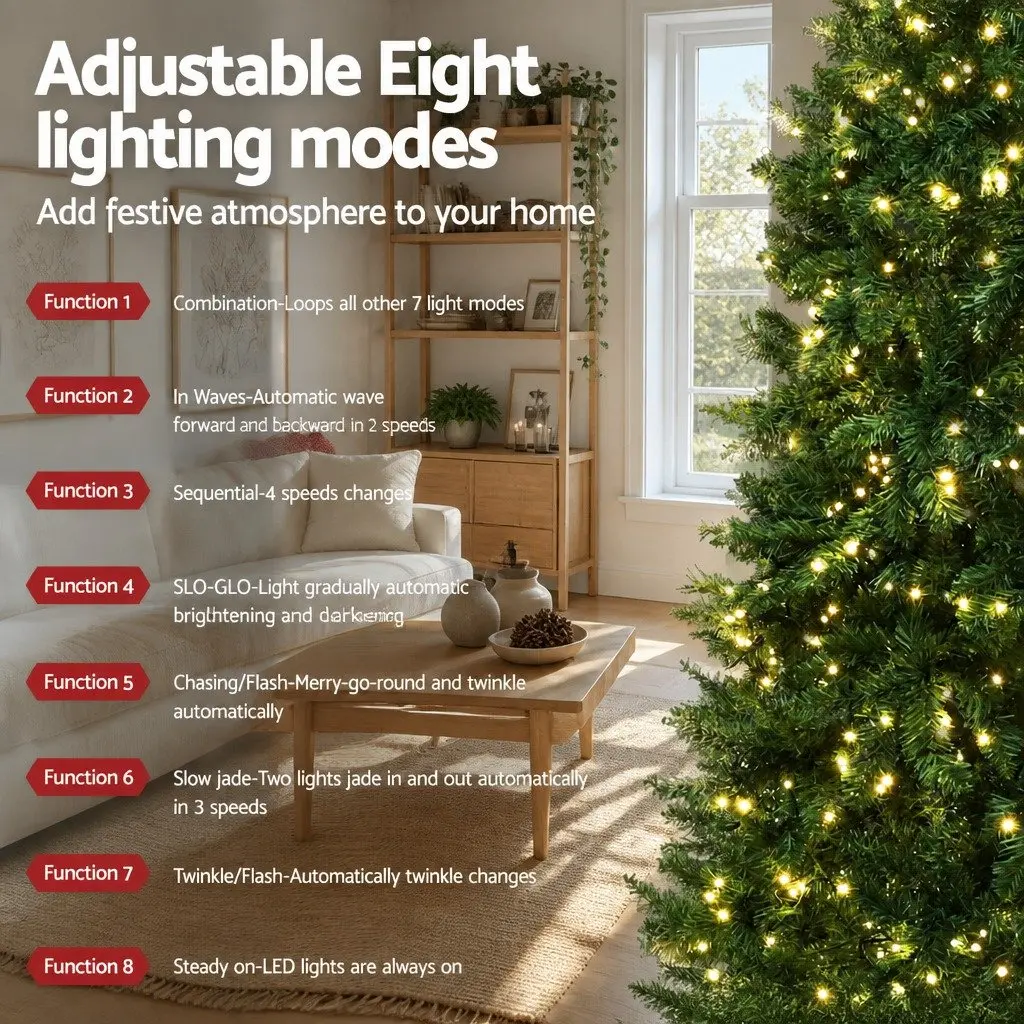 7FT Pre-lit LED Christmas Tree 1134 Warm White Lights Faux Xmas Decoration