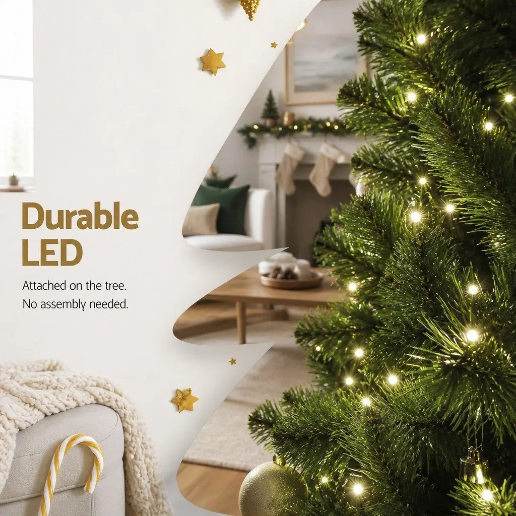 7FT Pre-lit LED Christmas Tree 1134 Warm White Lights Faux Xmas Decoration