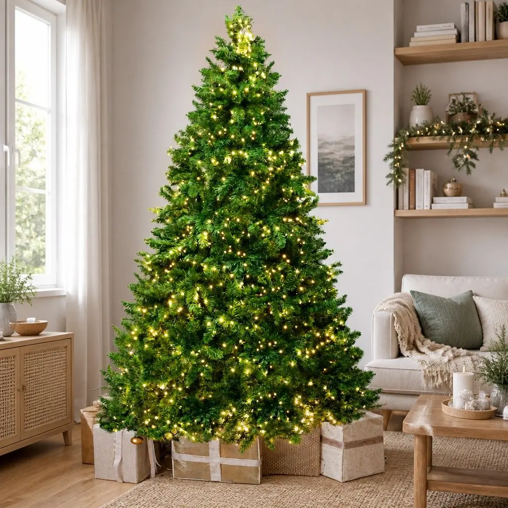 7FT Pre-lit LED Christmas Tree 1134 Warm White Lights Faux Xmas Decoration