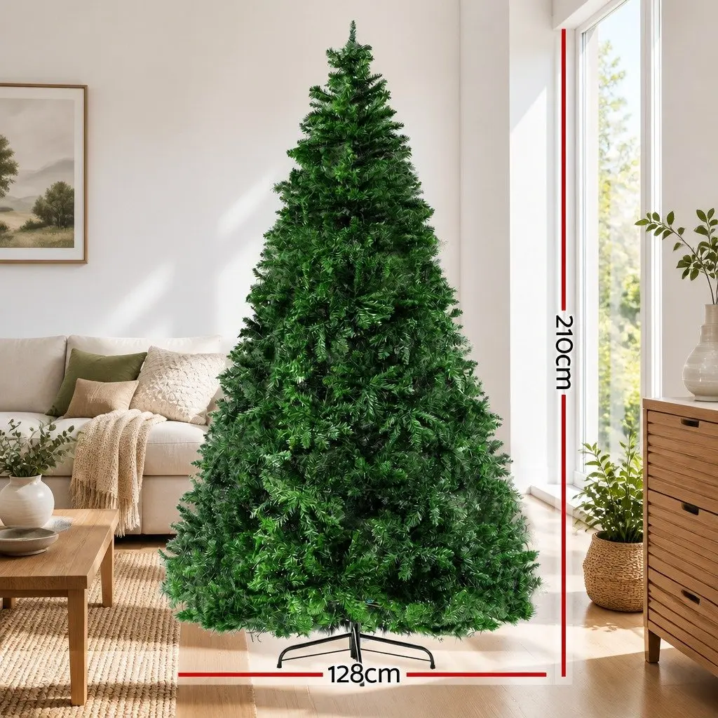 Pre-Lit Christmas Tree Multi Colour LED 2.1m 8 Lighting Modes Artificial Decoration