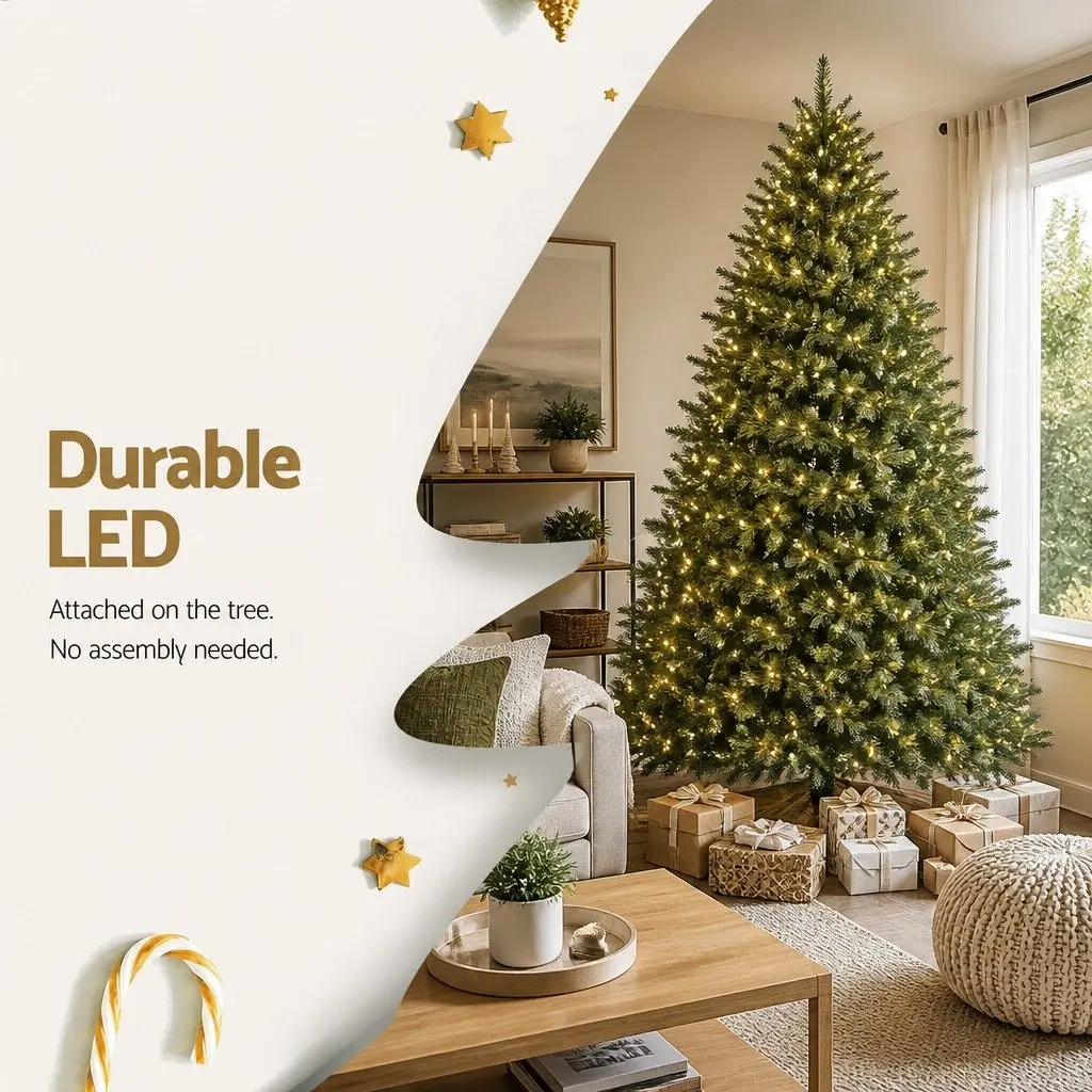 Christmas Tree Pre-lit 2.4m 8FT Green Fir Tree with 1488 LEDs Home Decor