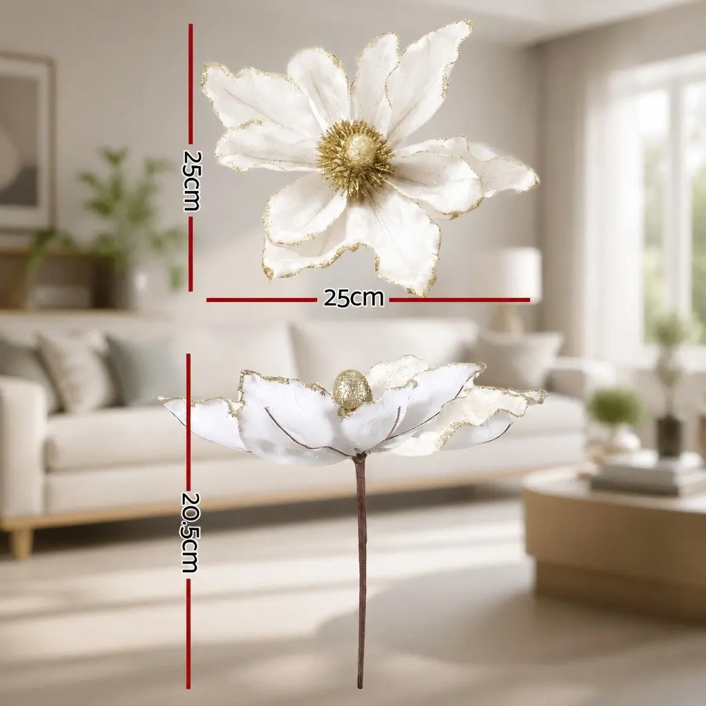 Christmas Poinsettia Flower Set 14 Pieces White Decoration for Tree Garland Wreath