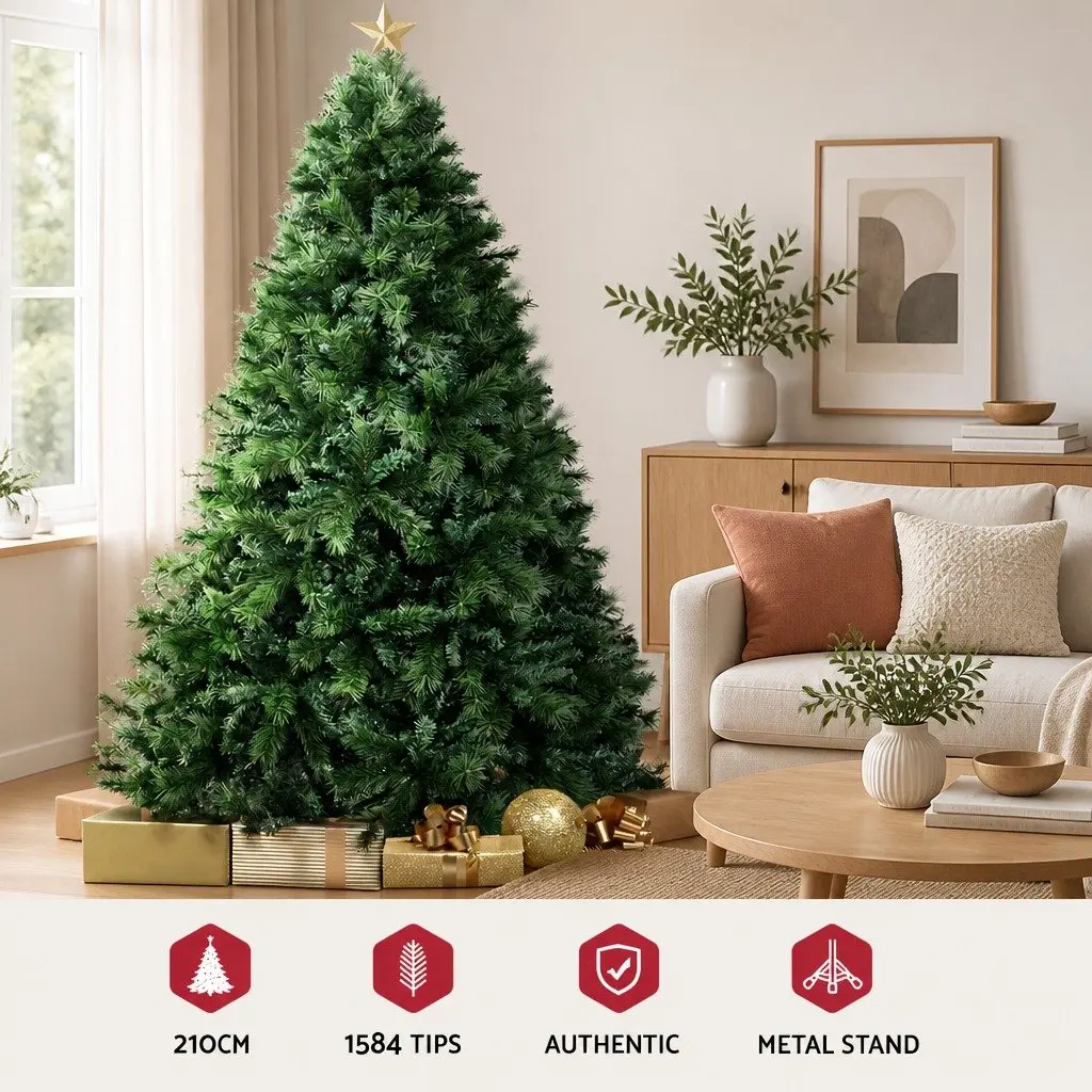 Christmas Tree 7FT Green Faux Pine Needles 1584 Tips
