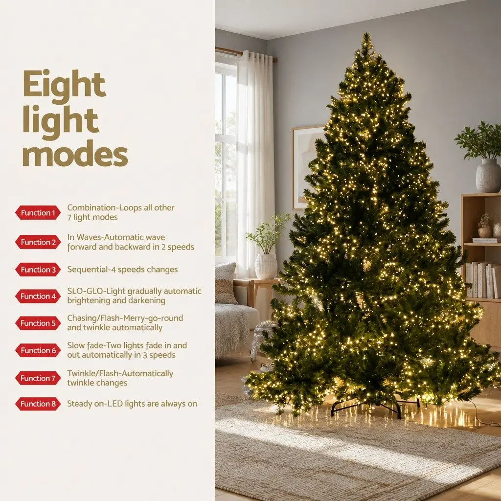 Outdoor Christmas Tree Prelit 7FT Green with 3000 Warm White LED Lights