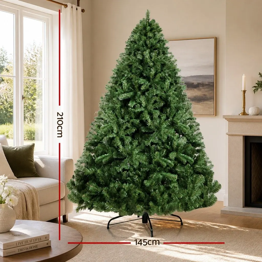Christmas Tree 7FT Green Fir PVC Tips Metal Stand