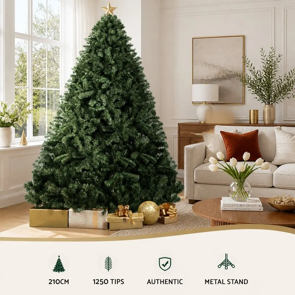 Christmas Tree 7FT Green Fir PVC Tips Metal Stand