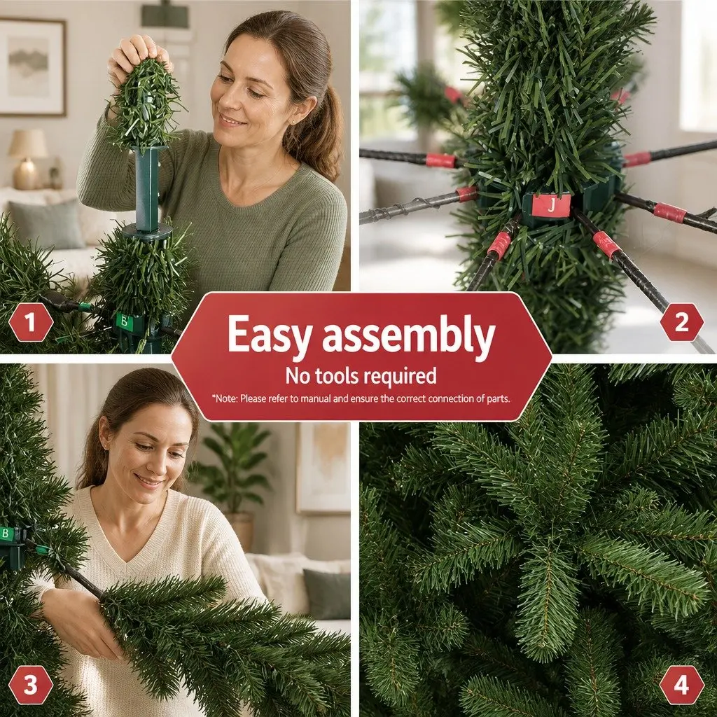 Christmas Tree 7FT Green Fir PVC Tips Metal Stand