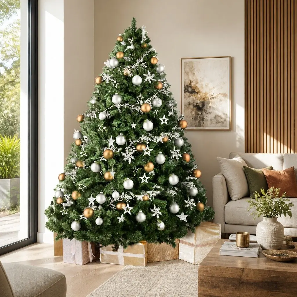 Christmas Tree 7FT Green Fir PVC Tips Metal Stand