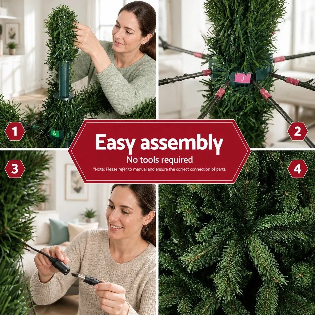 Pre-Lit Christmas Tree 2.1m Green LED Lights 2800 Lights 8 Modes