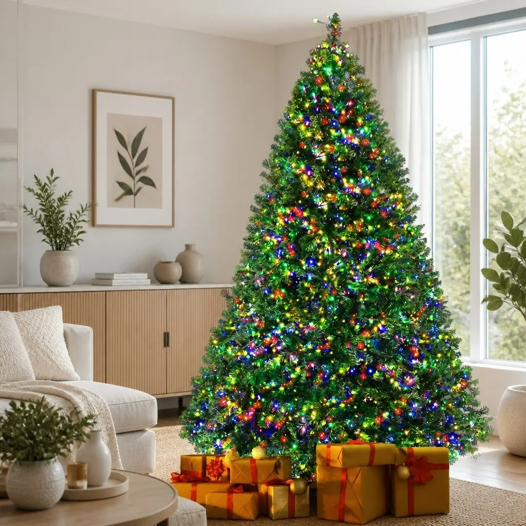 Pre-Lit Christmas Tree 2.1m Green LED Lights 2800 Lights 8 Modes