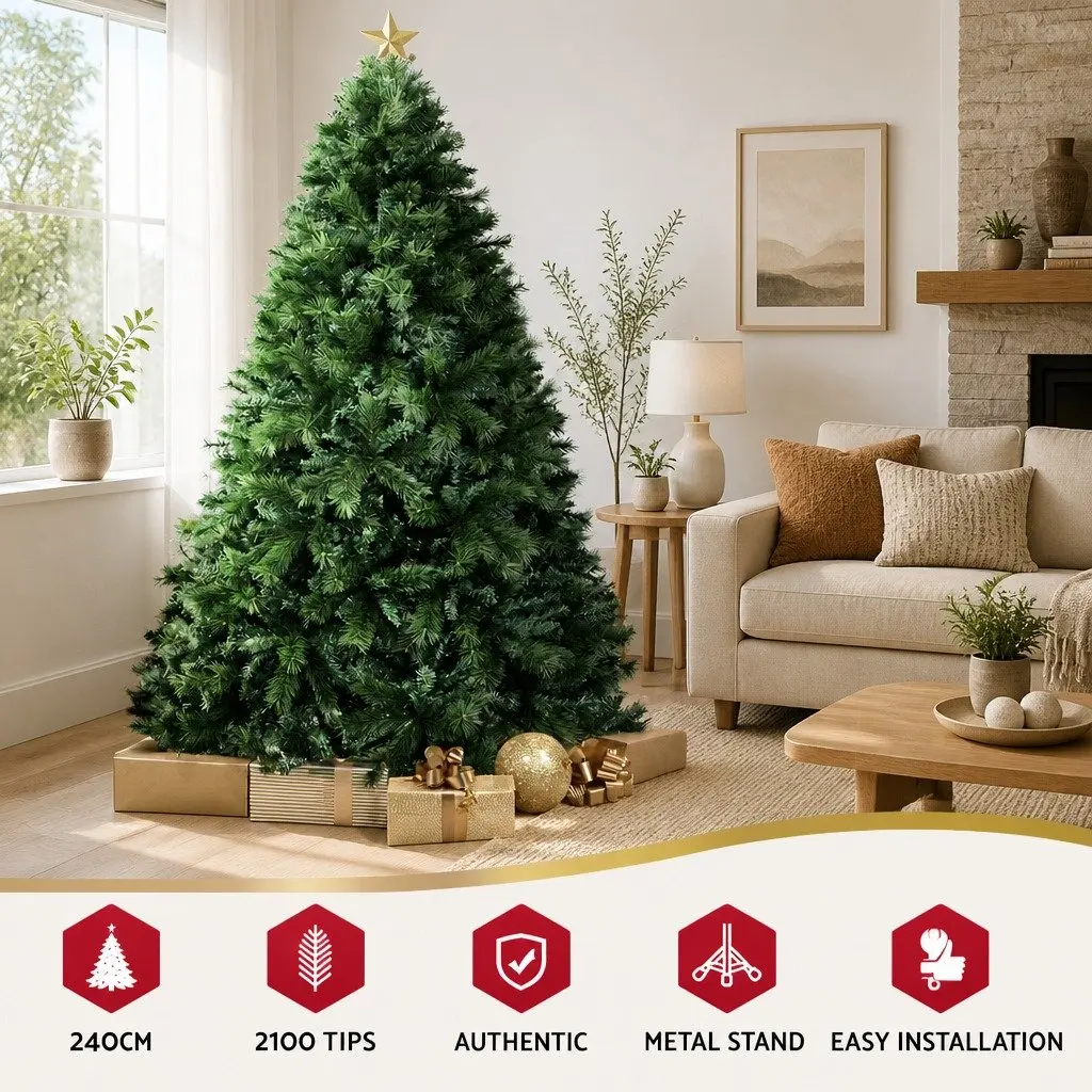 Christmas Tree 2.4M Green Pine Artificial Holiday Home Decoration