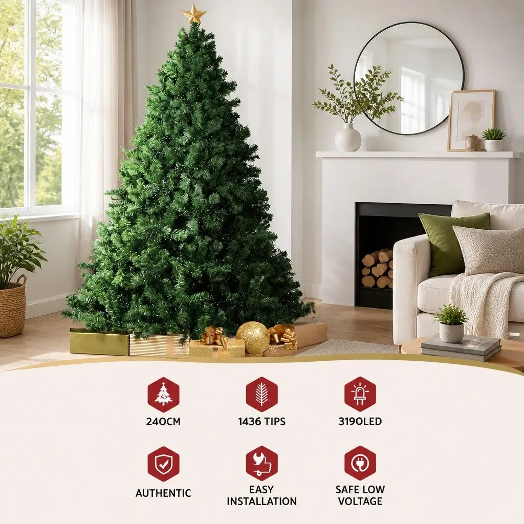 8FT Pre-lit Christmas Tree with 3190 LEDs