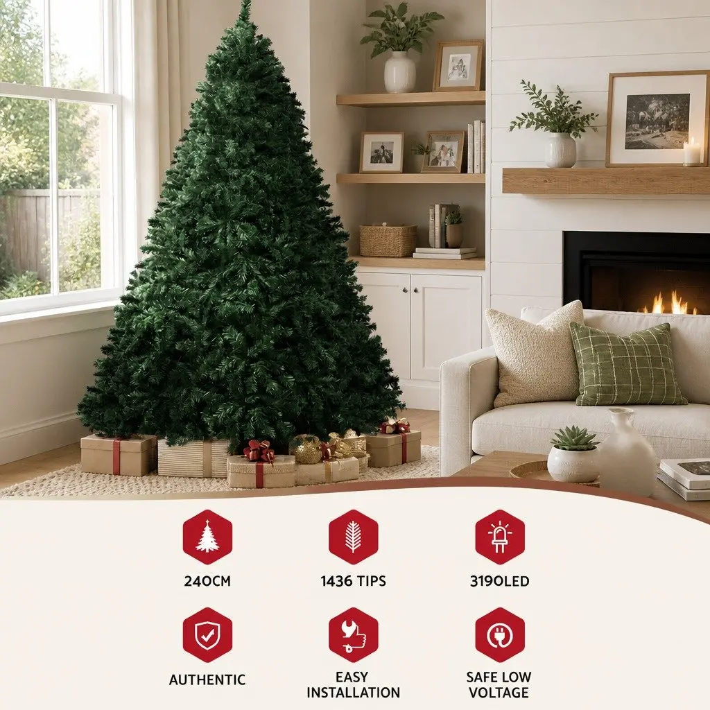 2.4M Pre-lit Christmas Tree with LED Lights