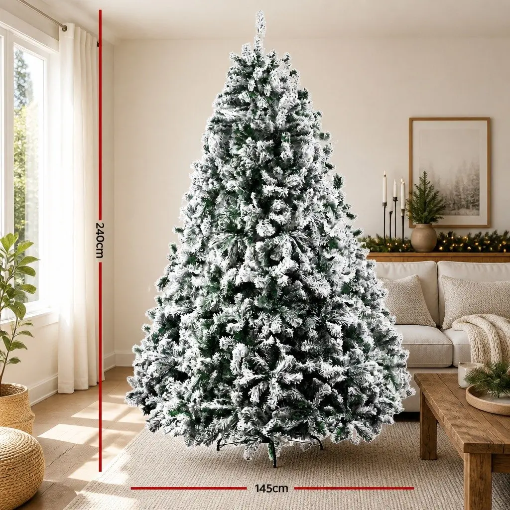 Artificial Christmas Tree Snow Flocked 8FT Green 1500 Tips