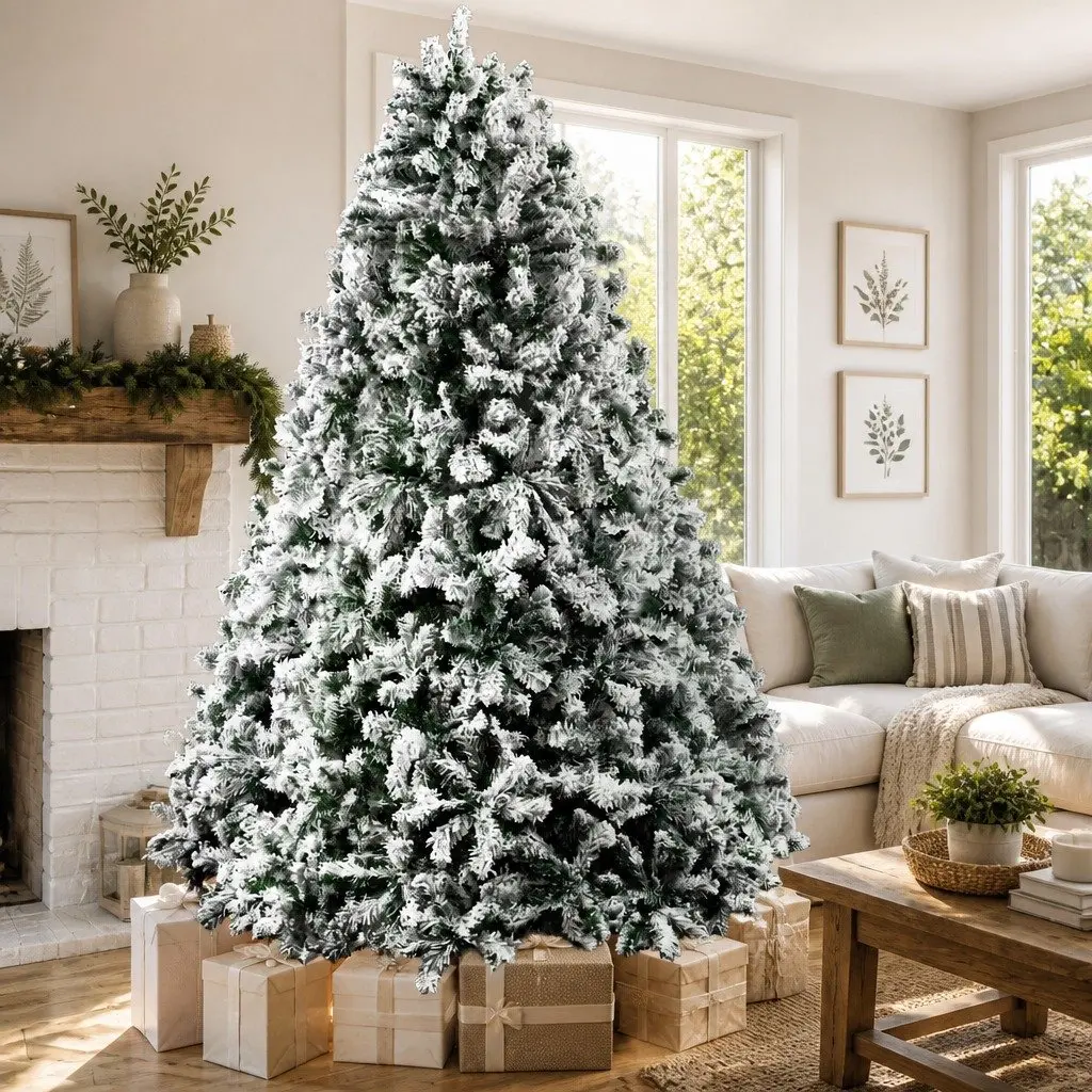 Artificial Christmas Tree Snow Flocked 8FT Green 1500 Tips