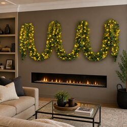 20M Christmas Garland with 300 Warm LED Lights for Your Home