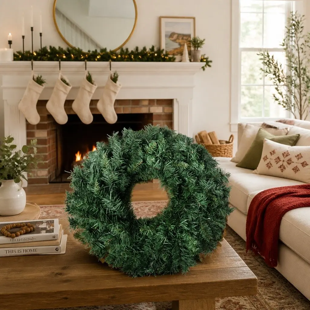 Christmas Wreath 60cm Green Garland Indoor Outdoor Holiday Decorations