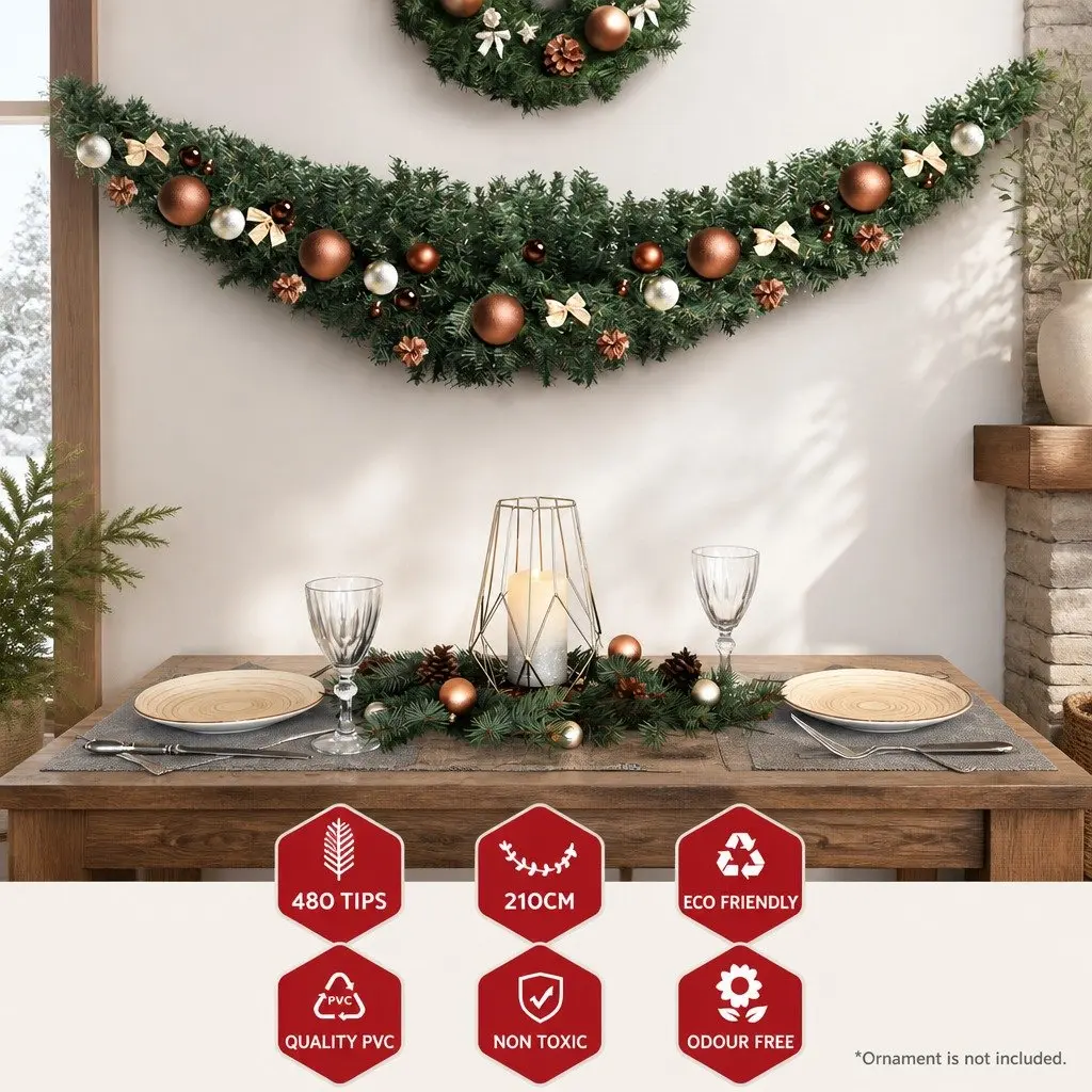 Christmas Garland Indoor Outdoor 2.1m Green Decoration