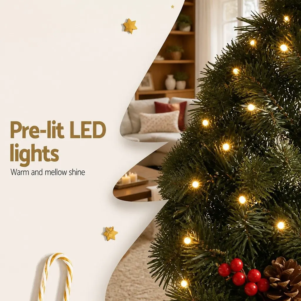 2.4m Christmas Garland with Warm LED Lights