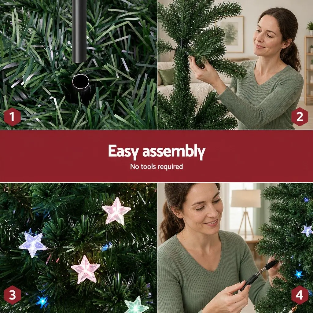 Pre-Lit LED Christmas Tree 1.5m Multi Colour Optic Fibre Holiday Decor