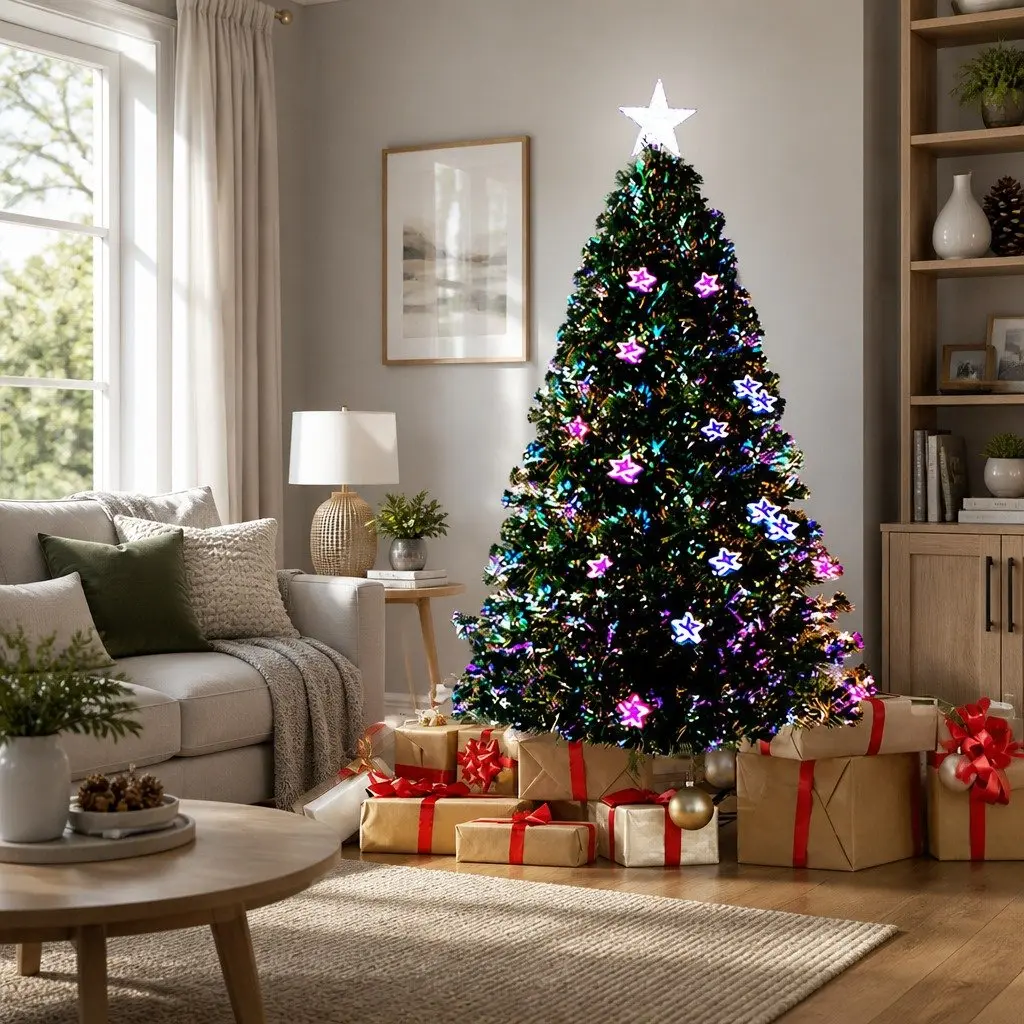 Pre-Lit LED Christmas Tree 1.5m Multi Colour Optic Fibre Holiday Decor