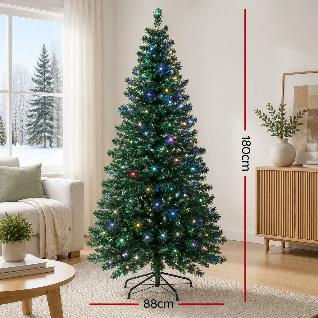 6FT Green Optic Fibre LED Christmas Tree 300 Tips Multi Color Lights Xmas Decor