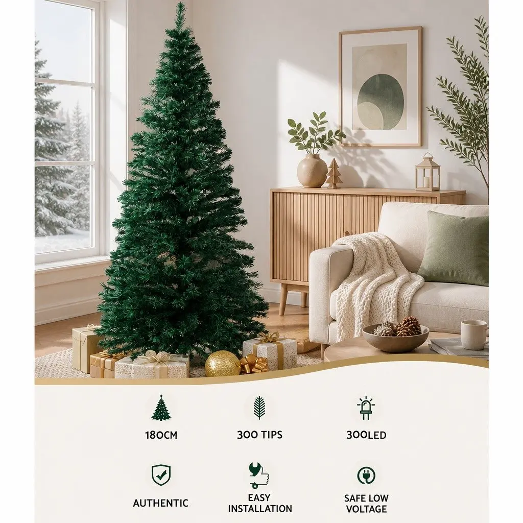 6FT Green Optic Fibre LED Christmas Tree 300 Tips Multi Color Lights Xmas Decor