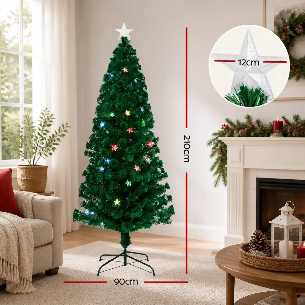 Optic Fibre LED Christmas Tree 7FT Multi Colour Pre-Lit Home Decor