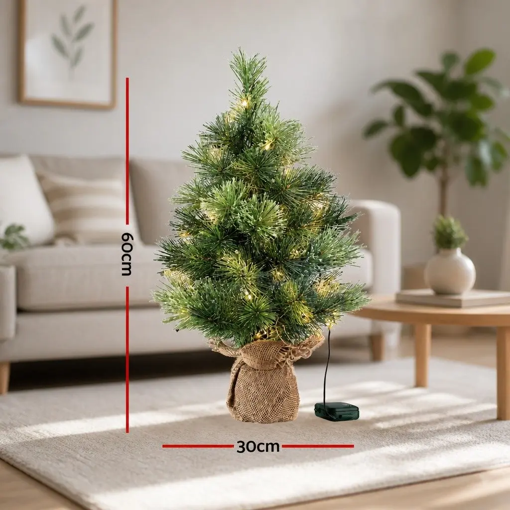 60cm Mini Christmas Tree with 50 LEDs for Easy Setup