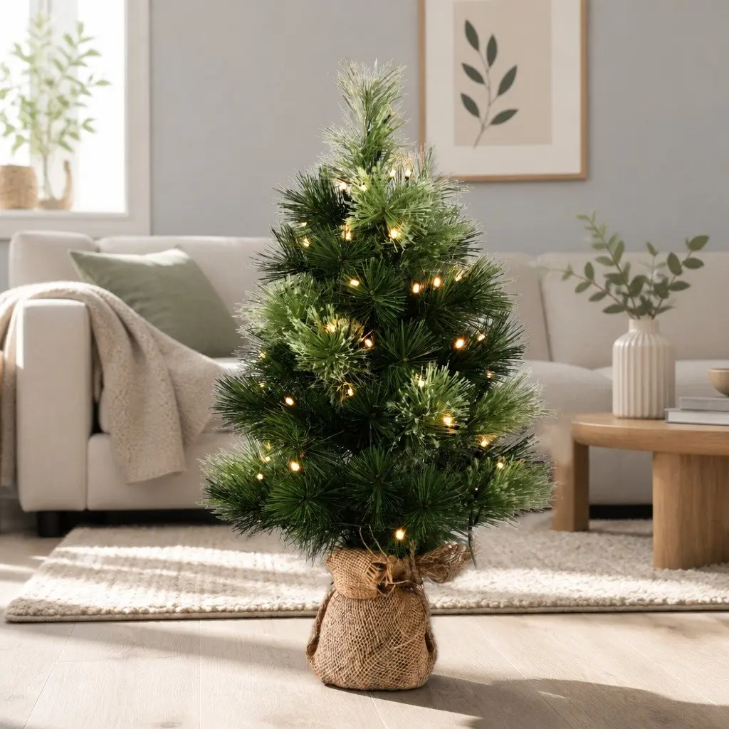 60cm Mini Christmas Tree with 50 LEDs for Easy Setup