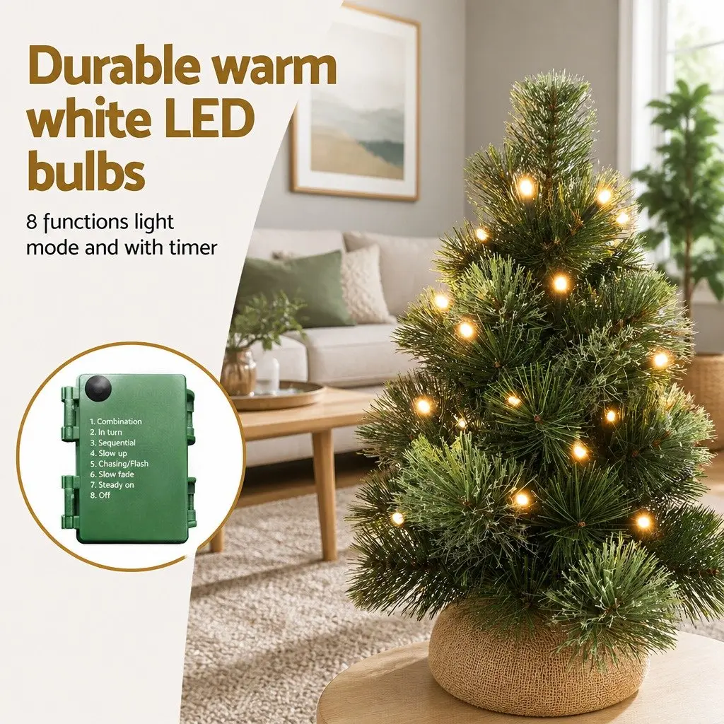 60cm Mini Christmas Tree with 50 LEDs for Easy Setup