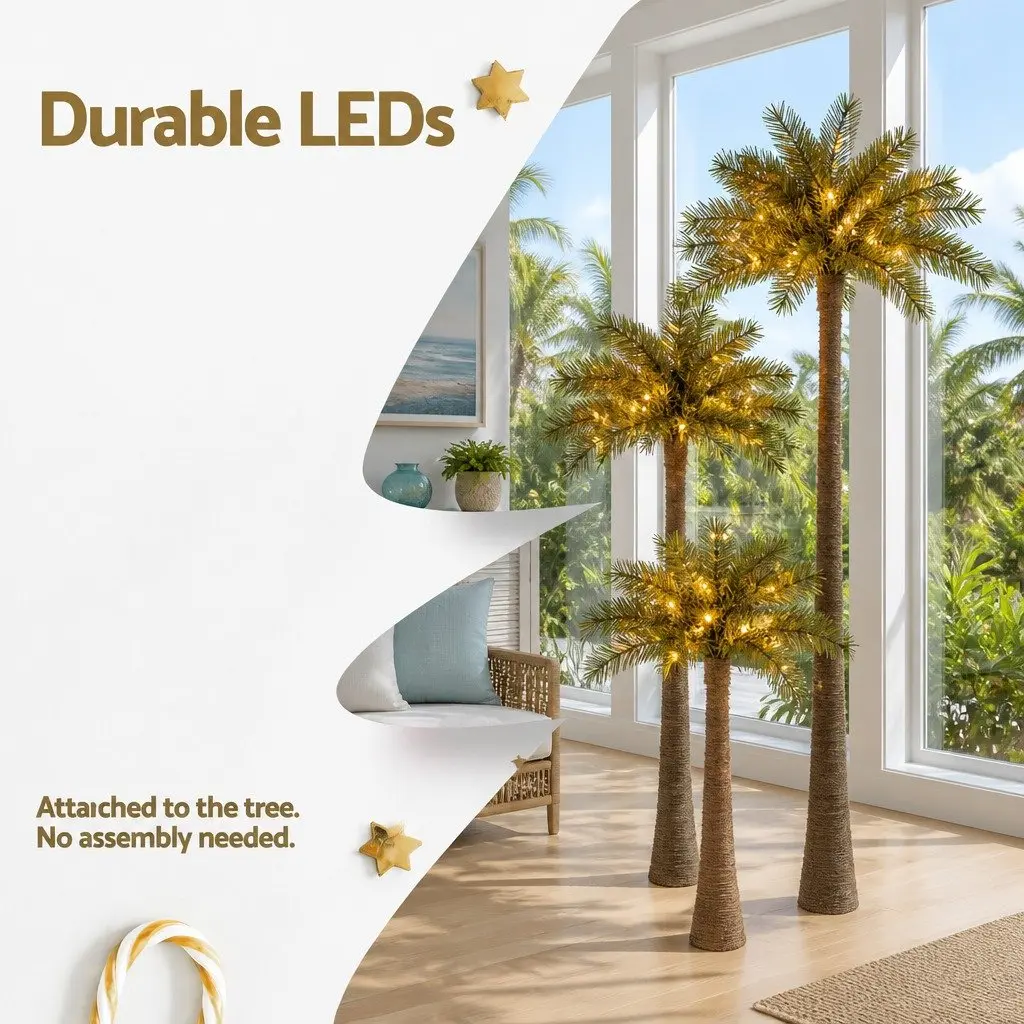 LED Christmas Palm Tree 3-in-1 Holiday Decor 1.2M 1.5M 1.8M Green