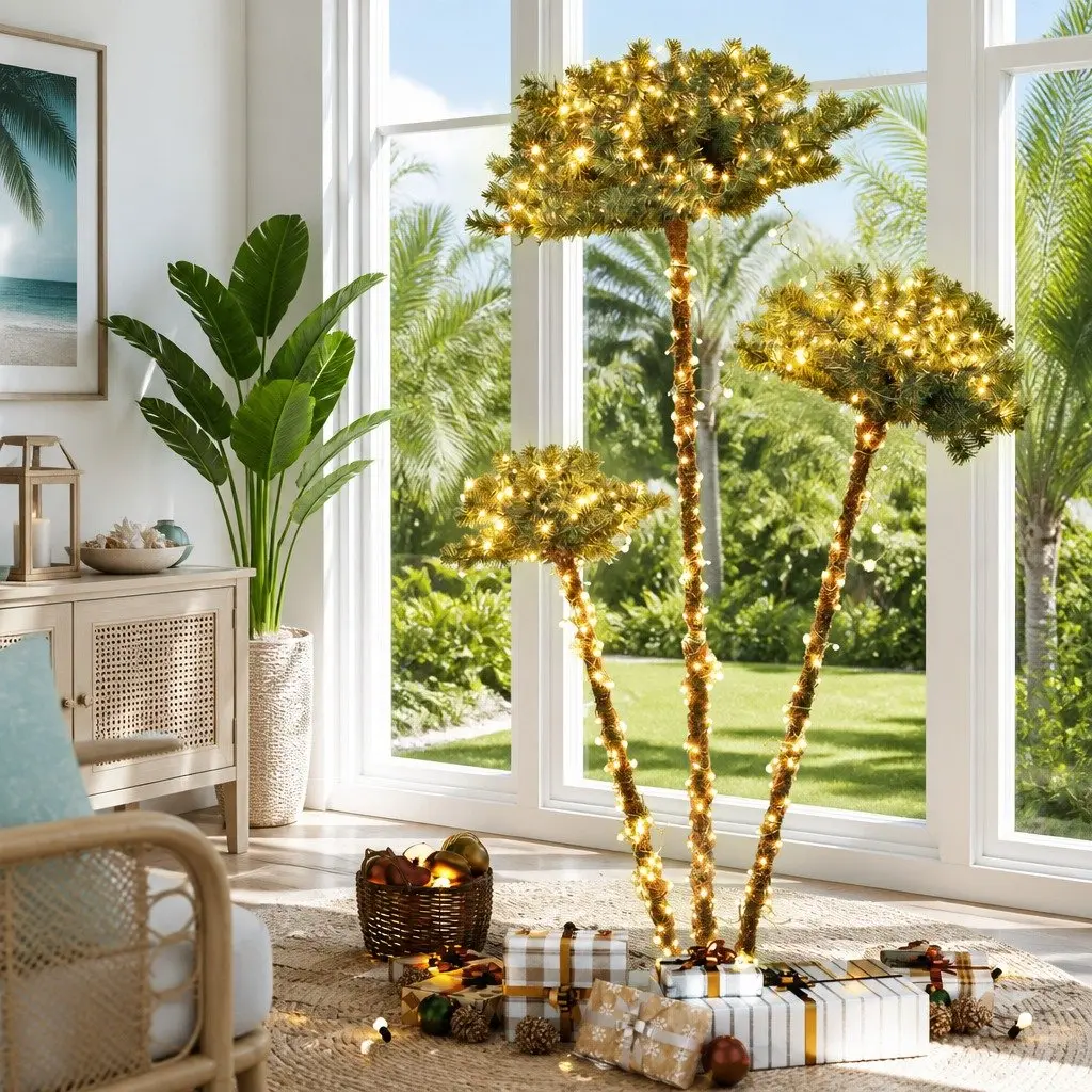 LED Christmas Palm Tree 3-in-1 Holiday Decor 1.2M 1.5M 1.8M Green