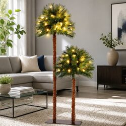 Practical Christmas Palm Trees with Warm LED Lighting