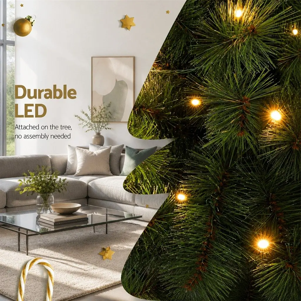 Christmas Palm Tree Set 1.5m 1m LED Warm Light Green Indoor Outdoor Decorations