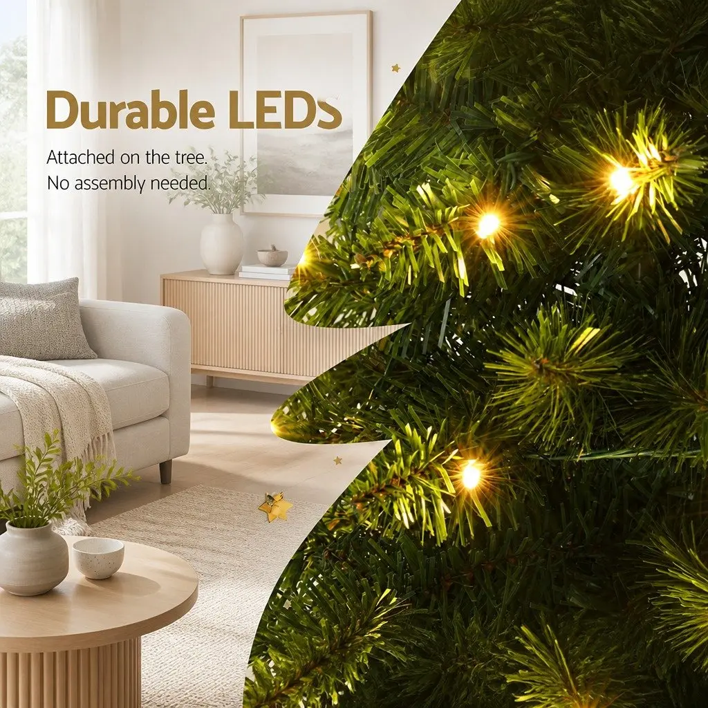 Pre-Lit Christmas Tree Outdoor Decoration 1.8m Green with 200 Warm LED Lights
