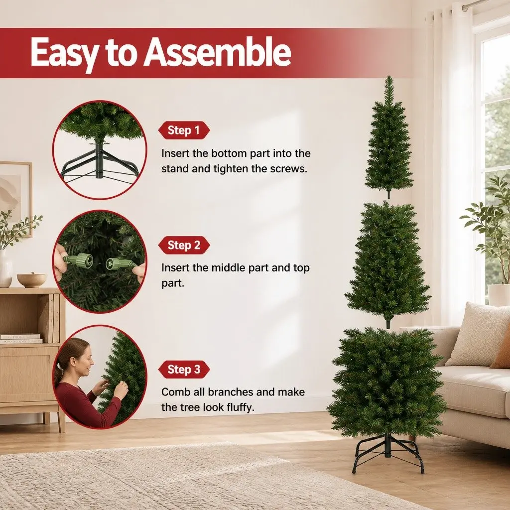 Pre-Lit Christmas Tree Outdoor Decoration 1.8m Green with 200 Warm LED Lights