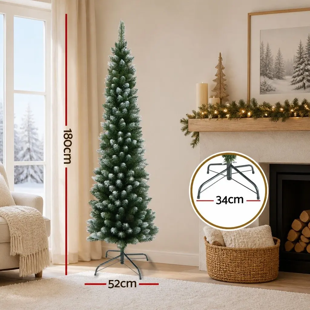 Christmas Tree 1.8m Green Snowy PVC Branches Holiday Decoration