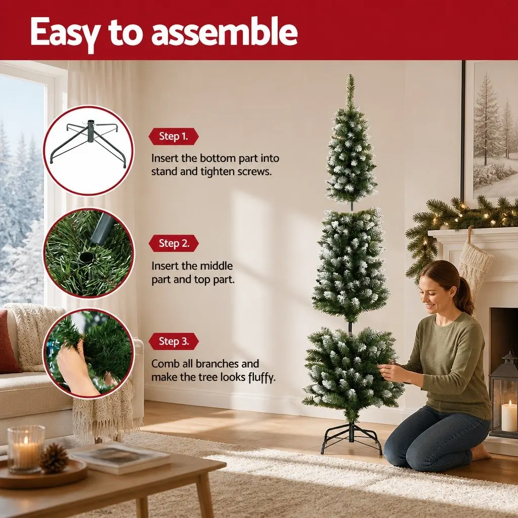 Christmas Tree 1.8m Green Snowy PVC Branches Holiday Decoration