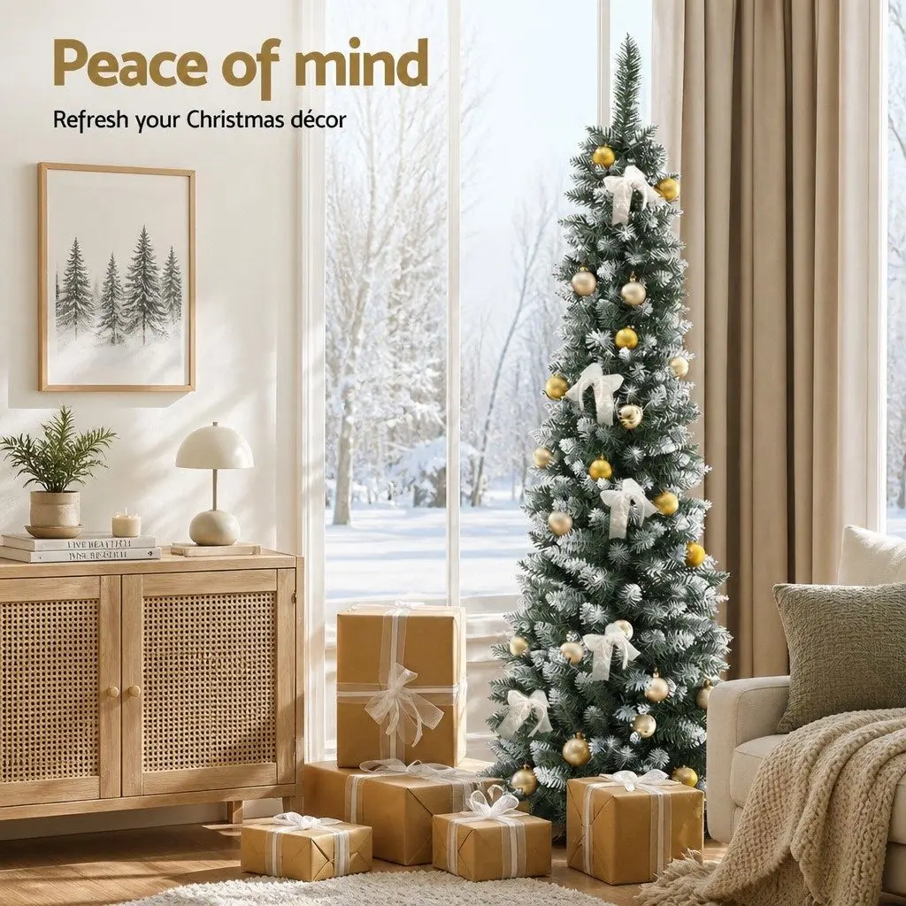 Christmas Tree 1.8m Green Snowy PVC Branches Holiday Decoration