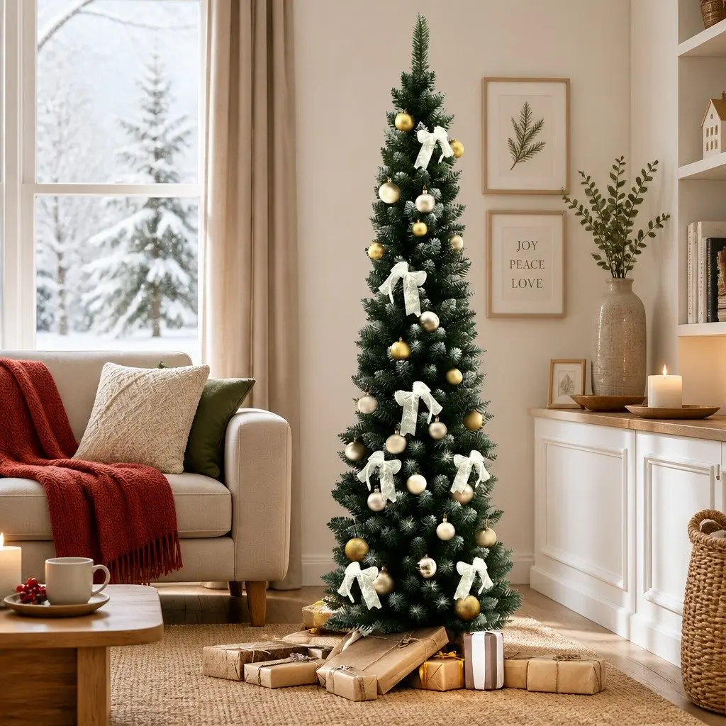 Christmas Tree 1.8m Green Snowy PVC Branches Holiday Decoration